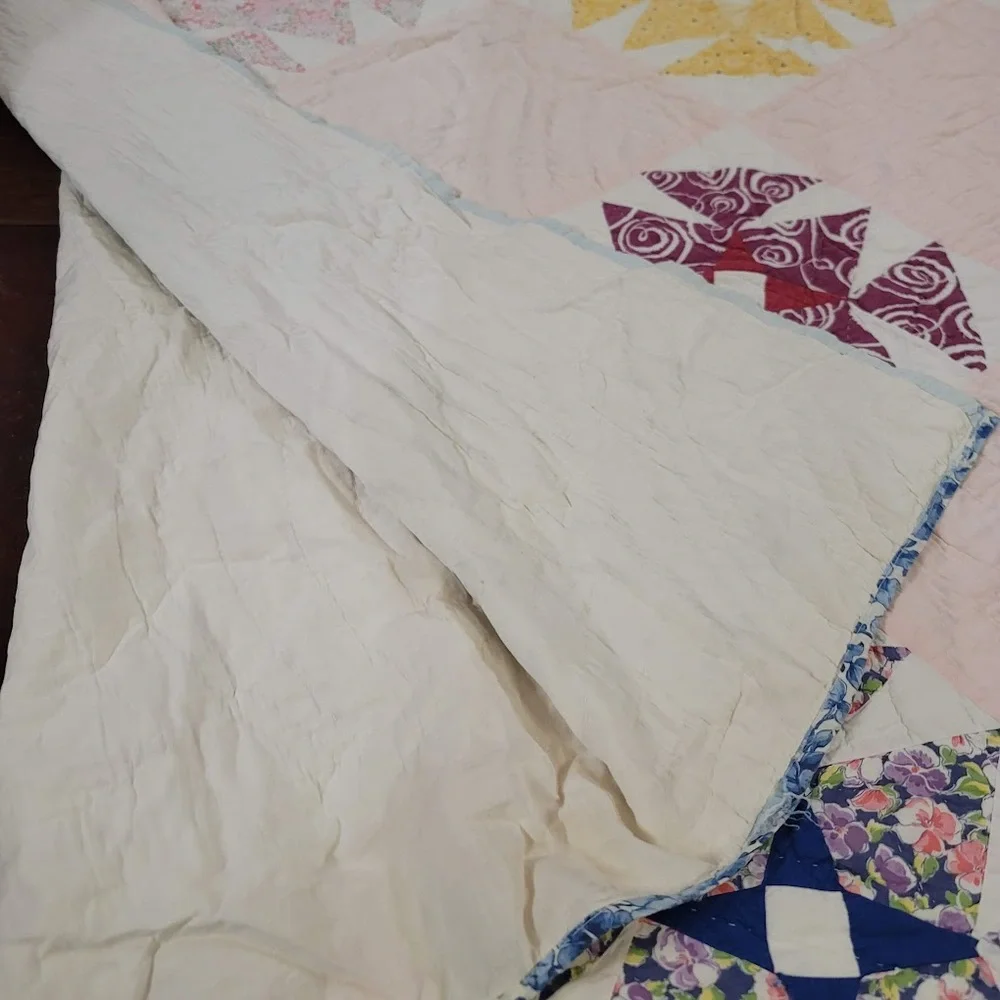 Vintage Handmade Quilt Full QUEEN Twin Bedspread Blanket Farmhouse Cabin 60